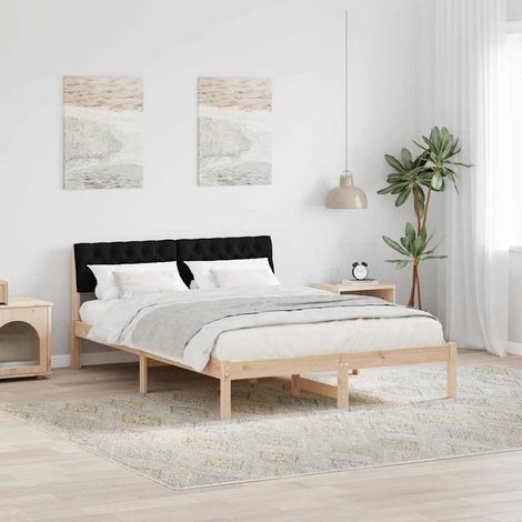 Bettgestell Braun und Schwarz 140 x 190 cm Massivholz Kiefer