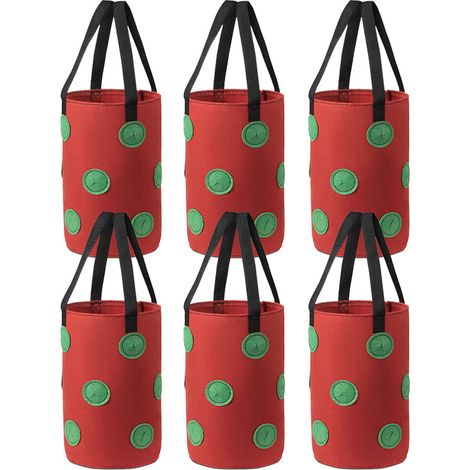 Sac de culture de fraises multi-ports, panier suspendu pour plantes à 12 trous, sac de culture de plantes (points verts rouges) (1/4)