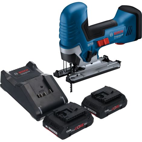 Bosch GST 18V-125 S Professional Scie sauteuse sans fil 18 V 125 mm Brushless + 2x batterie ProCORE 4,0 Ah + chargeur