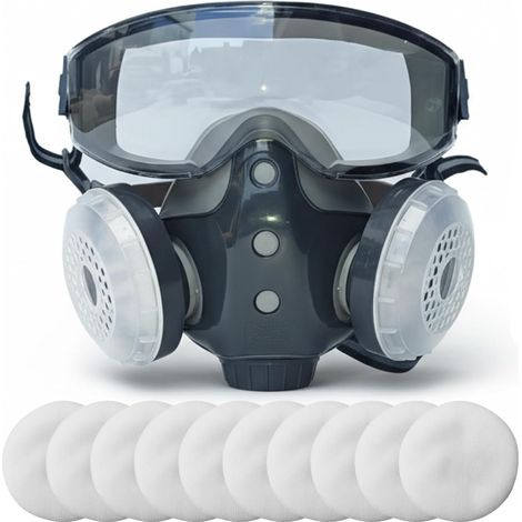 Masque respiratoire complet avec filtres, respirateur complet intégré pour plus de confort et une vision claire, masque à gaz réutilisable pour la peinture, le meulage, les travaux chimiques