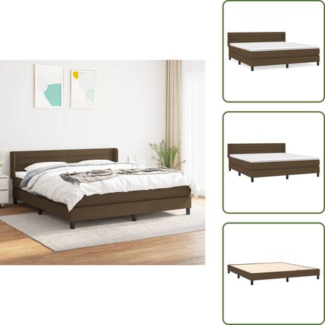 The Living Store Sommier à lattes de lit avec matelas Marron foncé 160x200 cm - Lit Double - Lit Plateforme - Matelas À Ressorts Ensachés - Literie - Chambre À Coucher (1/5)