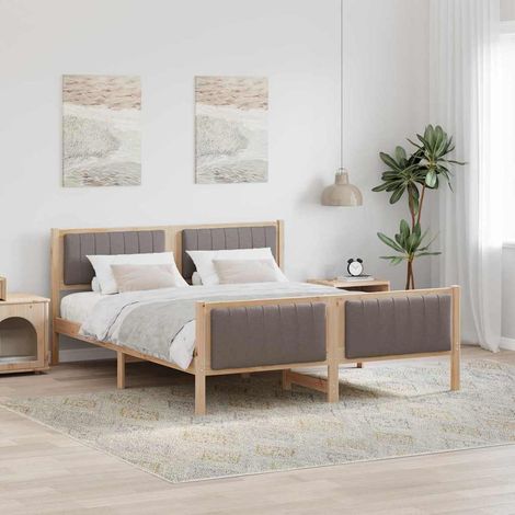 Estructura de cama con cabecera Marrón y taupe 160 x 200 cm