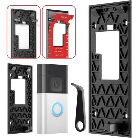 1 Support de sonnette,adhésif sans perçage,plaque arrière ABS,pour Ring Battery Video Doorbell 2024,intérieur et extérieur (1/5)