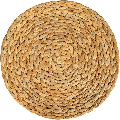 Set de table en jonc de mer (jacinthe d’eau tressée) - 30 cm - Lavable - Rond, naturel, Lot de 6 (1/5)