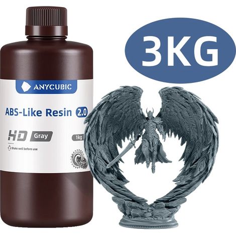 Resina per stampante 3D, alta precisione, resistenza migliorata, 3 kg, grigio HD (1/2)