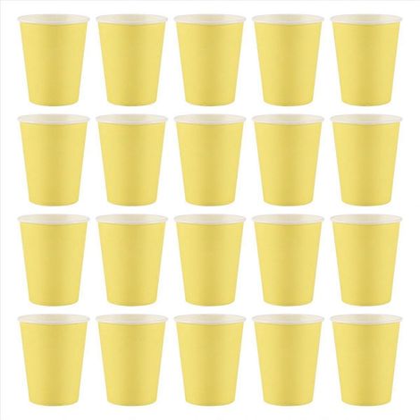 Lot de 20 gobelets en papier jaune uni pour anniversaire ou traiteur (1/5)