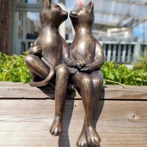Statue de chat amoureux s'embrassant, style minimaliste moderne, en résine, pour bureau, décoration intérieure et extérieure, cadeau de Noël ( ) (1/4)