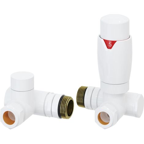 Reina Modal Dual Fuel Corner Radiator Valves Pair - White