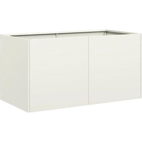 Jardinière moderne pour extérieur 80 x 40 x 40 cm espace de plantation polyvalent style épuré en acier laminé à froid blanc