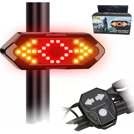 Clignotant arrière vélo rechargeable USB sans fil télécommande 5 modes étanche avec sonnerie (1/5)