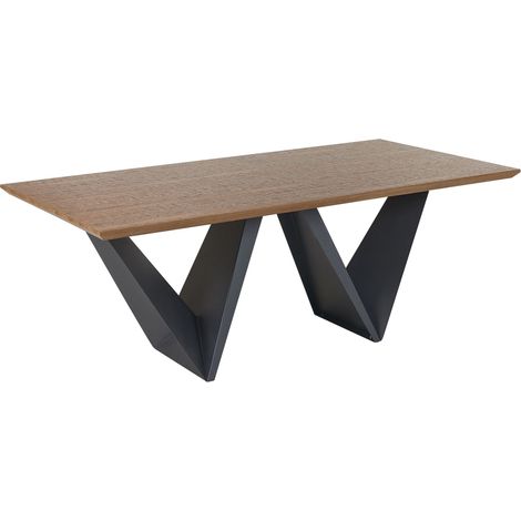 Mesa de comedor tapa de madera oscura patas de metal negro 200 x 100 cm industrial Sintra (1/5)
