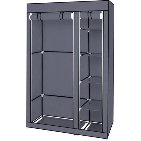 Armoire à vêtements portable avec tissu non tissé et tringle de suspension rapide et facile à assembler gris (1/5)