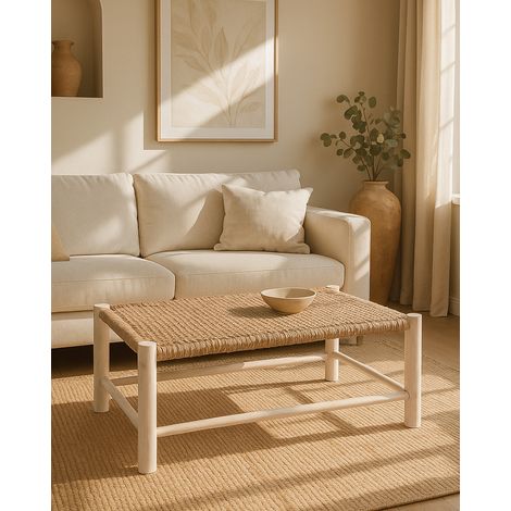 Jaya - Table basse Branche de teck et corde (1/5)