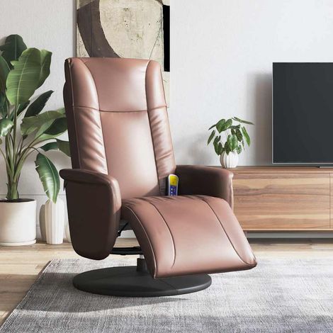 Massagesessel mit Fußteil Braun Kunstleder (1/5)