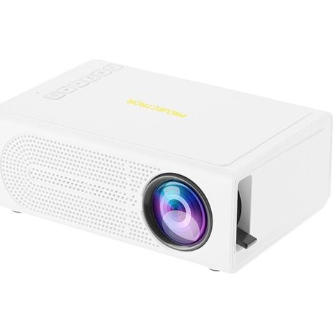 M200 Mini projecteur portable LED HD 1080p pour home cinéma - Compatible avec USB, lecteur DVD d'ordinateur, décodeur et disque dur externe - Blanc