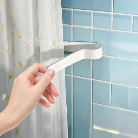 Clips magnétiques pour rideau de douche de 15,7 cm, sans perçage, installation adhésive, adaptés aux salles de bains. (1/4)