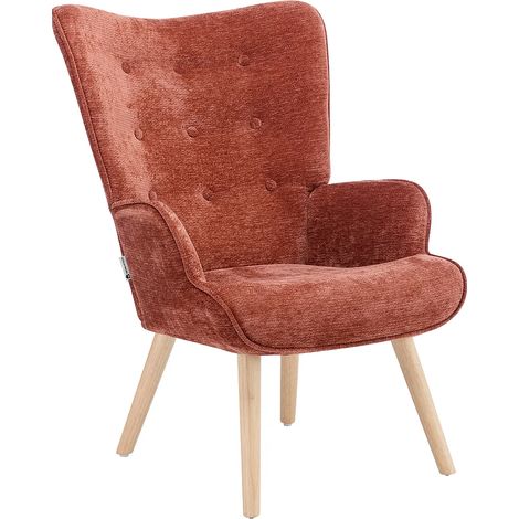 Fauteuil en tissu texturé terracotta VATELY (1/5)