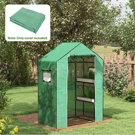 Bâche de rechange pour serre 140 x 73 x 190 cm avec porte enroulable zippée, fenêtres latérales, protection UV, idéale potager tomates – CHICFURN (1/5)