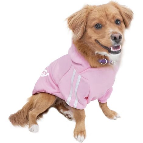 Sweat à Capuche Chaud Coton Sweatshirt pour Chiens Pet Pull Vêtements Veste Chien Manteau Jumpsuit Costume Rose M (1/5)