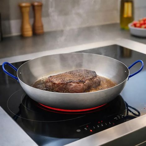 Poêle Lyonnaise polie avec anses Acier poli 40cm (1/4)