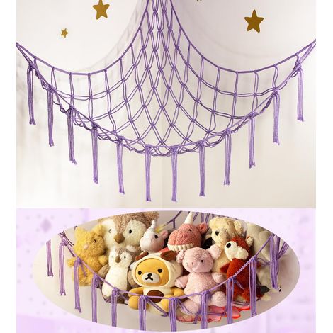 1 grand hamac d'angle mural en peluche, organisateur de rangement pour chambre à coucher, décoration d'intérieur (violet) (1/5)