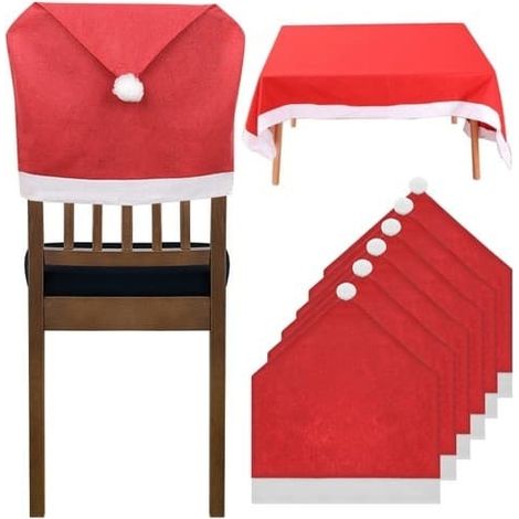 Housse de chaise / Housse pour chaise - Bonnet de Père Noël - Lot de 6 (1/5)