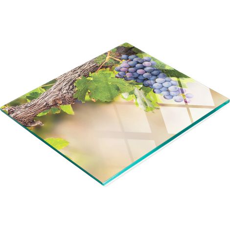 Tabla de cocina de vidrio templado con dise帽o decorativo de racimo de uvas, 60x52 cm. (1/5)