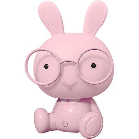 Kindernachttischlampe, rosa Hase, warmes Licht (1/5)