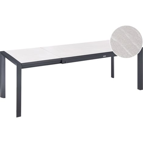 Mesa de comedor de jardín con tablero de HPL estructura de aluminio 160/220 x 90 cm resistente a los rayos UV agua óxido beige Binasco (1/5)