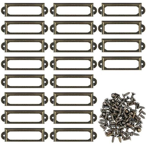 20 Pcs Poignée Porte-étiquettes en Métal 60x17mm pour Bureau Bibliothèque Étagères Cadre (1/5)