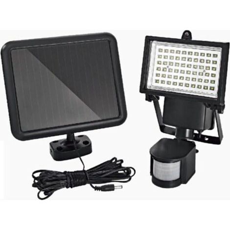 60 LED Spot solaire IP44 applique murale solaire projecteur solaire avec détecteur de mouvement I éclairage extérieur solaire I éclairage extérieur I projecteur à capteur solaire [Classe énergétique A (1/5)