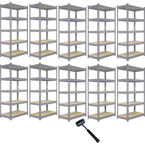 Monster Racking Q-Rax Garagenregal Kellerregal Lagerregal Werkstattregal Schwerlastregal Industrieregal Stahlregal Regal Stahl 5 Regalböden 90cm B x 50cm T x 180cm H Regaleinheit Lagerraum Grau