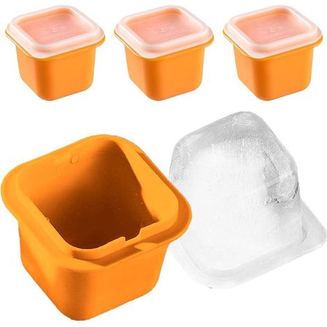 Bandeja para cubitos de hielo，Bandeja de silicona para whisky con tapa，antiadherente y reutilizable，Perfecta para el hogar (1/4)