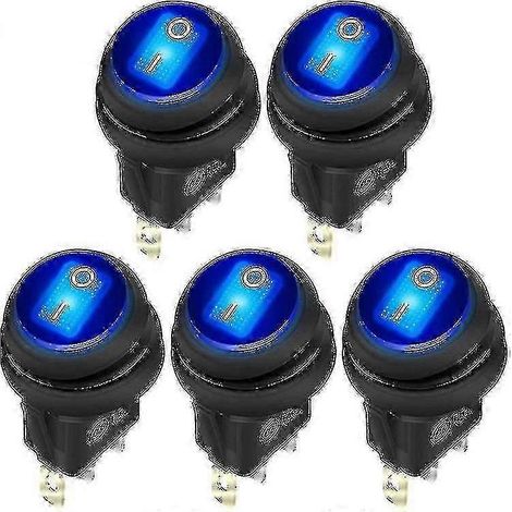 Interruptor basculante impermeable de 12 V 20 A con LED azul, redondo, de encendido/apagado, 3 pines, 12 voltios, resistente a la intemperie, para embarcaciones, coches, caravanas y camiones - Paquete