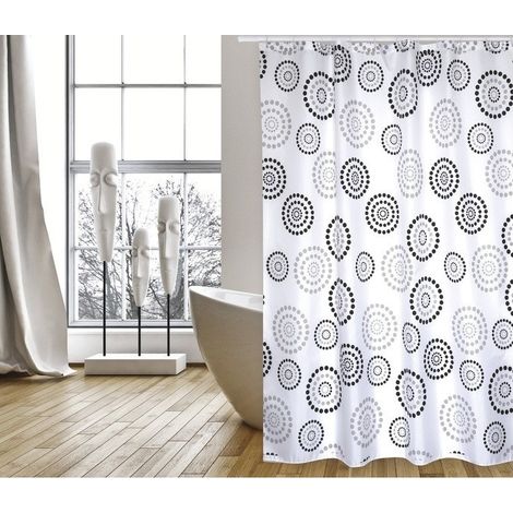 MSV Rideau de douche Polyester DOTS 180x200cm QUALITE PREMIUM Gris (1/2)