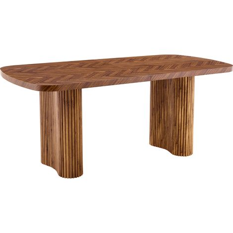 Tavolo da Pranzo in MDF con Gamba Arrotondata, Stile Minimalista Moderno - 180×90×76 cm, Noce (1/5)