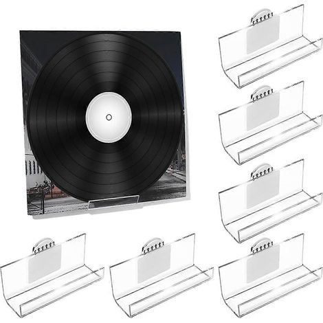 Filiyano – Support mural pour 6 disques vinyles, sans perçage, étagère de présentation autocollante en acrylique. (1/5)