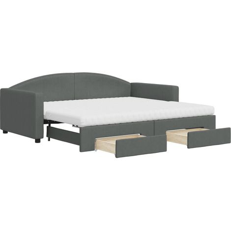 Maison Exclusive - Divano Letto Estraibile Cassetti Grigio Scuro 90x190cm Tessuto