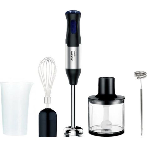 Mixeur 5-en-1 – Moteur Puissant 5 Vitesses,1000W, Bol Hachoir de 500ml, Mixeur à Main Multifonction pour Fouettrobot culinaire pour bébé, hachoir à viande multifonction et batteur à œufs (1/4)