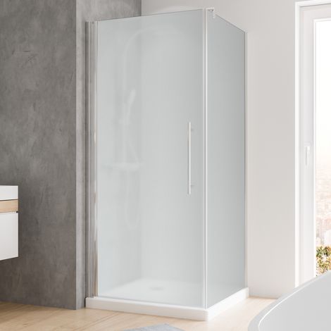 Duschkabine Dusche Drehtür mit Seitenwand 90x90 Eckdusche satiniert chromoptik