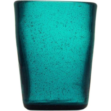 Vaso tumbler de vidrio soplado azul petróleo 7,8 cm diámetro, 10 cm altura, 0,25 l