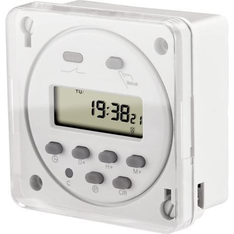 CN101A DC12V 16A SPST Digitaler programmierbarer LCD-Timer mit wasserdichter Abdeckung, Weiß (1/5)