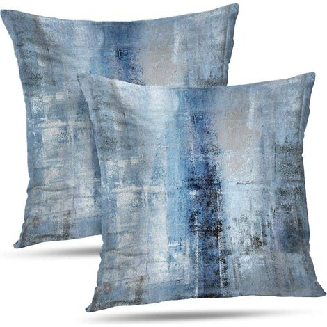 Lot de 2 Coussins Décoratifs Housses de Coussin Modernes pour Chambre à Coucher, Canapé, Oreiller Canapé, Salon (16 x 40,6 cm, Bleu et Gris) (1/5)