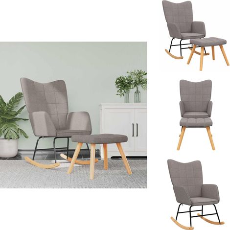 Chaise à bascule avec tabouret Taupe Tissu - Chaise À Bascule - Fauteuil Relaxant - Chaise Lounge - Mobilier De Salon - Chaise Confortable (1/5)
