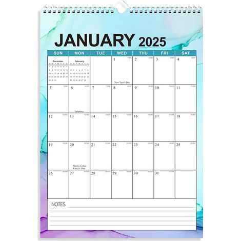 Calendrier mural 2024-2025 en un coup d'œil, calendrier mural à suspendre de juillet 2024 à décembre 2025, calendrier mensuel mural avec reliure spirale pour la planification et l'organisation, fourni (1/5)
