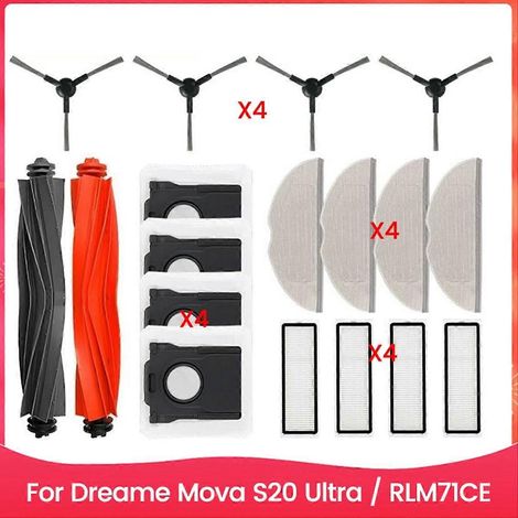 Pièces détachées pour Dreame Mova S20 Ultra / RLM71CE : brosse principale, filtres HEPA, lingettes de nettoyage, sacs à poussière, accessoires (1/5)