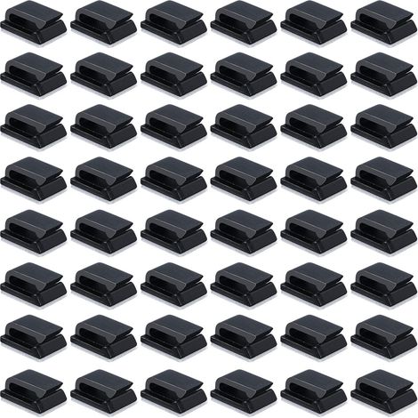 Paquet de 50 Clips de Câble Auto Adhésif Clips de Fil Électrique Clips de Gestion de Câbles pour Voiture, Bureau et Maison (13 x 10 mm, Noir) (1/5)