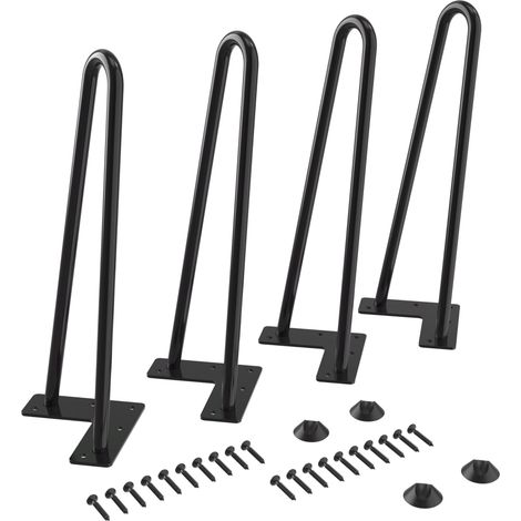 4pcs 30CM Pied de Table Basse en Métal Pieds de Meuble Diamètre 9 mm Hairpin Legs pour Table à Manger Armoire Garde-Robe (1/5)