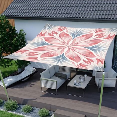 Tenda parasole 3D Mandala per esterni, protezione UV al 95%, forma rettangolare, ideale per patio e giardino (motivo floreale, 1,8 x 1,8 m) (1/5)