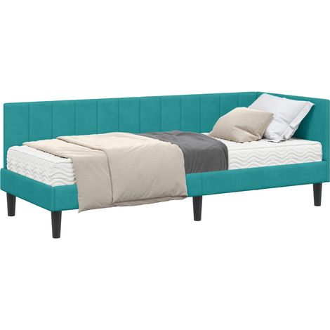 Maison Exclusive - Struttura Letto Angolare con Materasso 2 pcs Turchese Velluto (1/5)